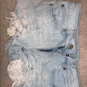 Light Washed Lace Shorts